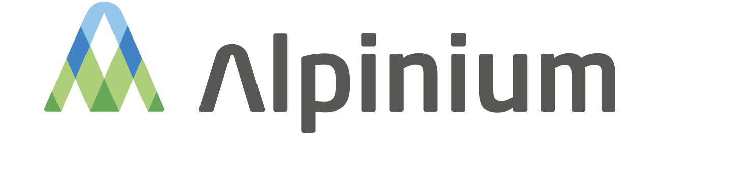 Logo das Auftritts Alpinium Bayern; Das Logo zeigt symbolisch in 3 Farben Berge und trägt den Schriftzug Alpinium; Link führt zu Startseite des Angebots Alpinium 
